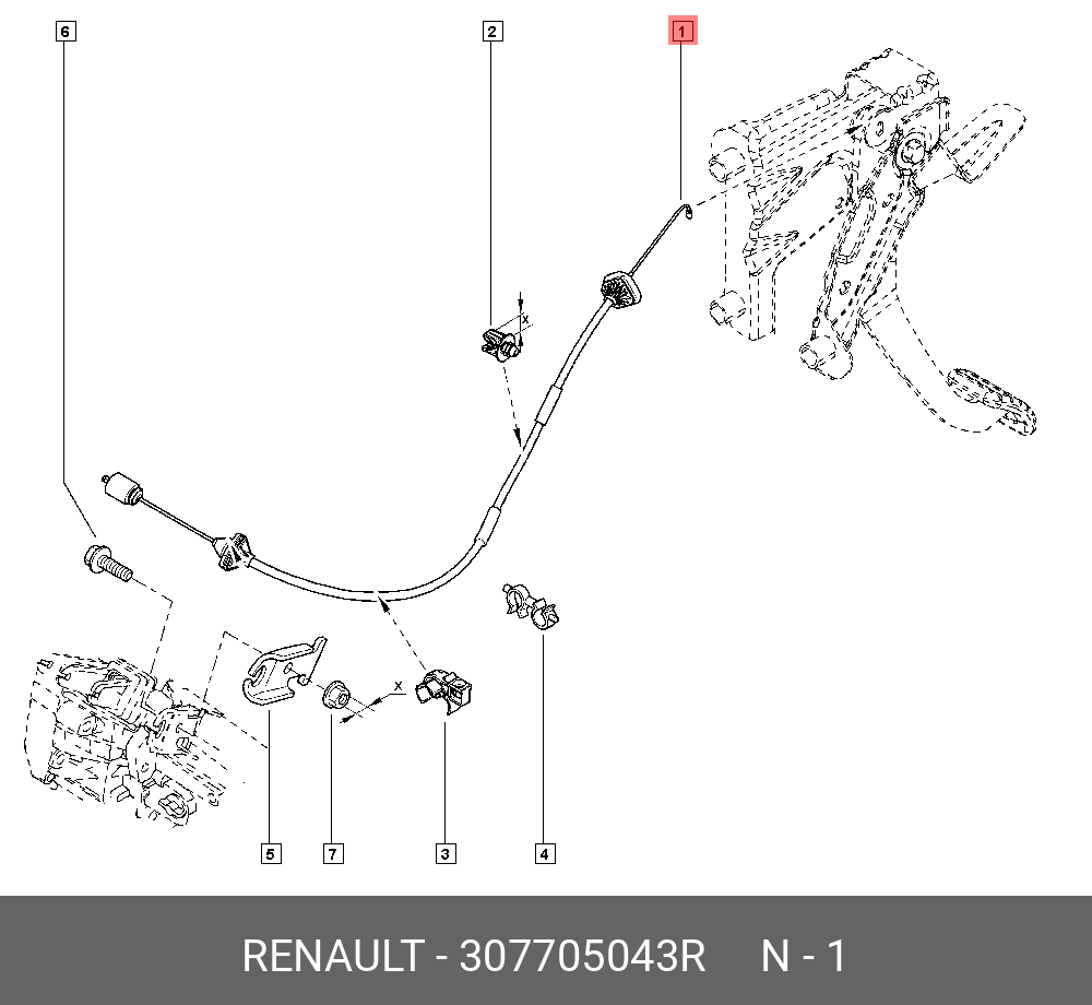 Трос сцепления (Renault) 307705043R