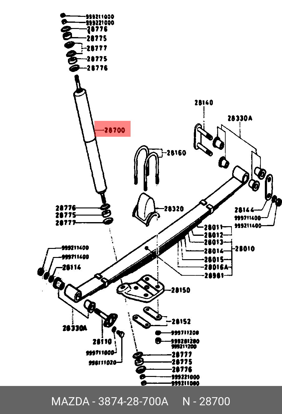 DAMPER, REAR MAZDA 3874-28-700A купить в Симферополе, Севастополе, Крыму