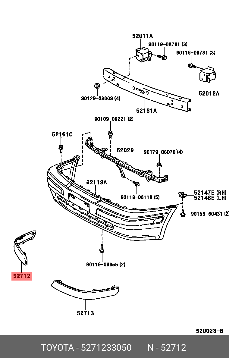 52712-33050 ЛИТЬЕ БАМПЕРА FR TOYOTA купить, цена в Екатеринбурге