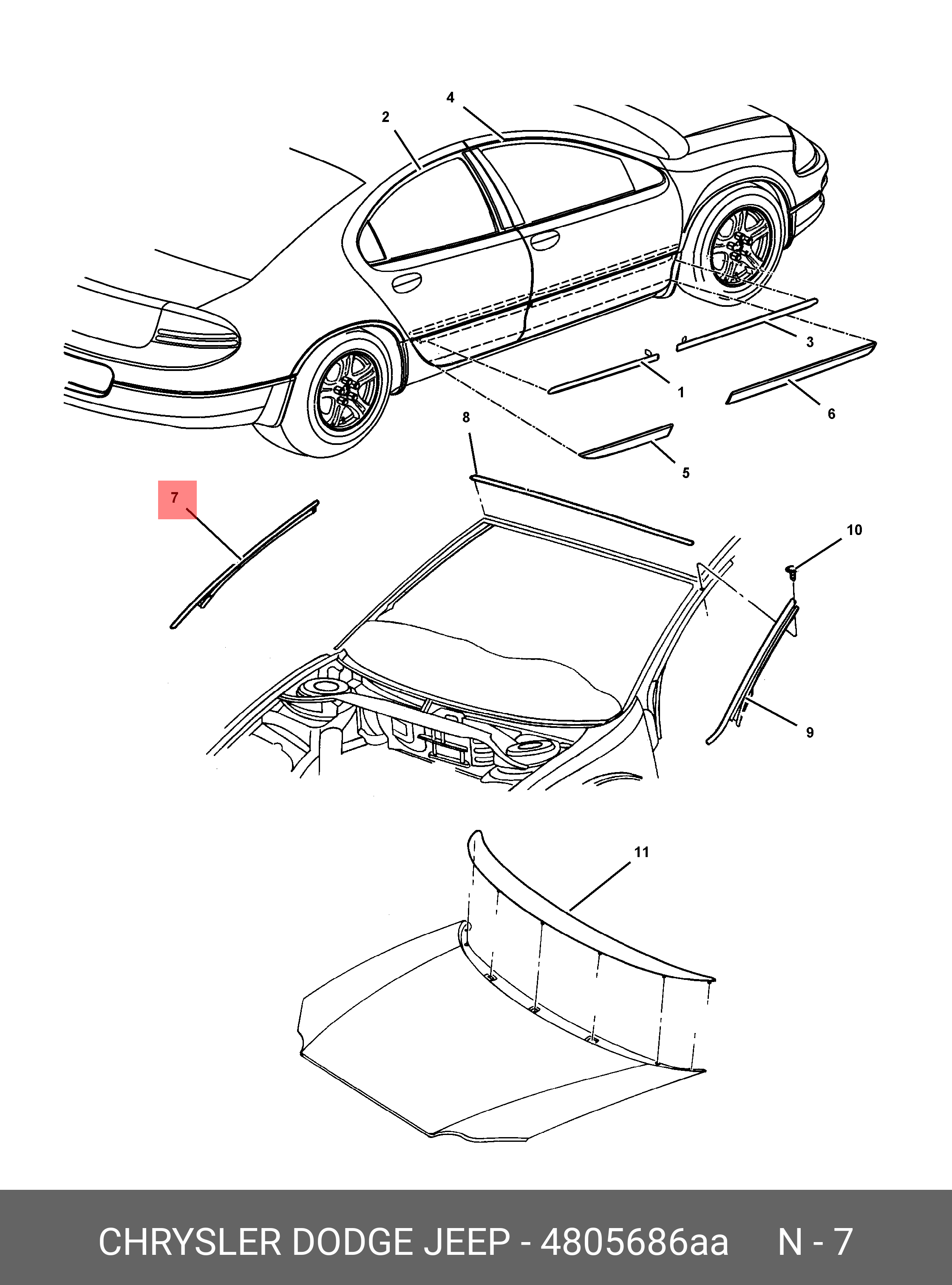 4805686AA CHRYSLER MOLDING, A PILLAR - купить, цена в Санкт-Петербурге