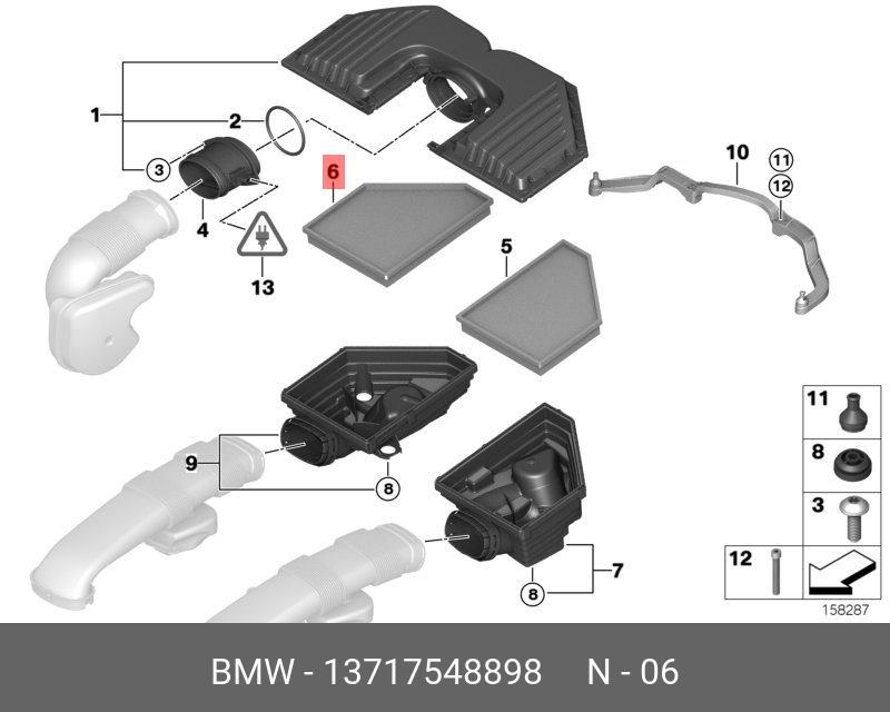 Фильтр воздушный левый   BMW арт. 13717548898