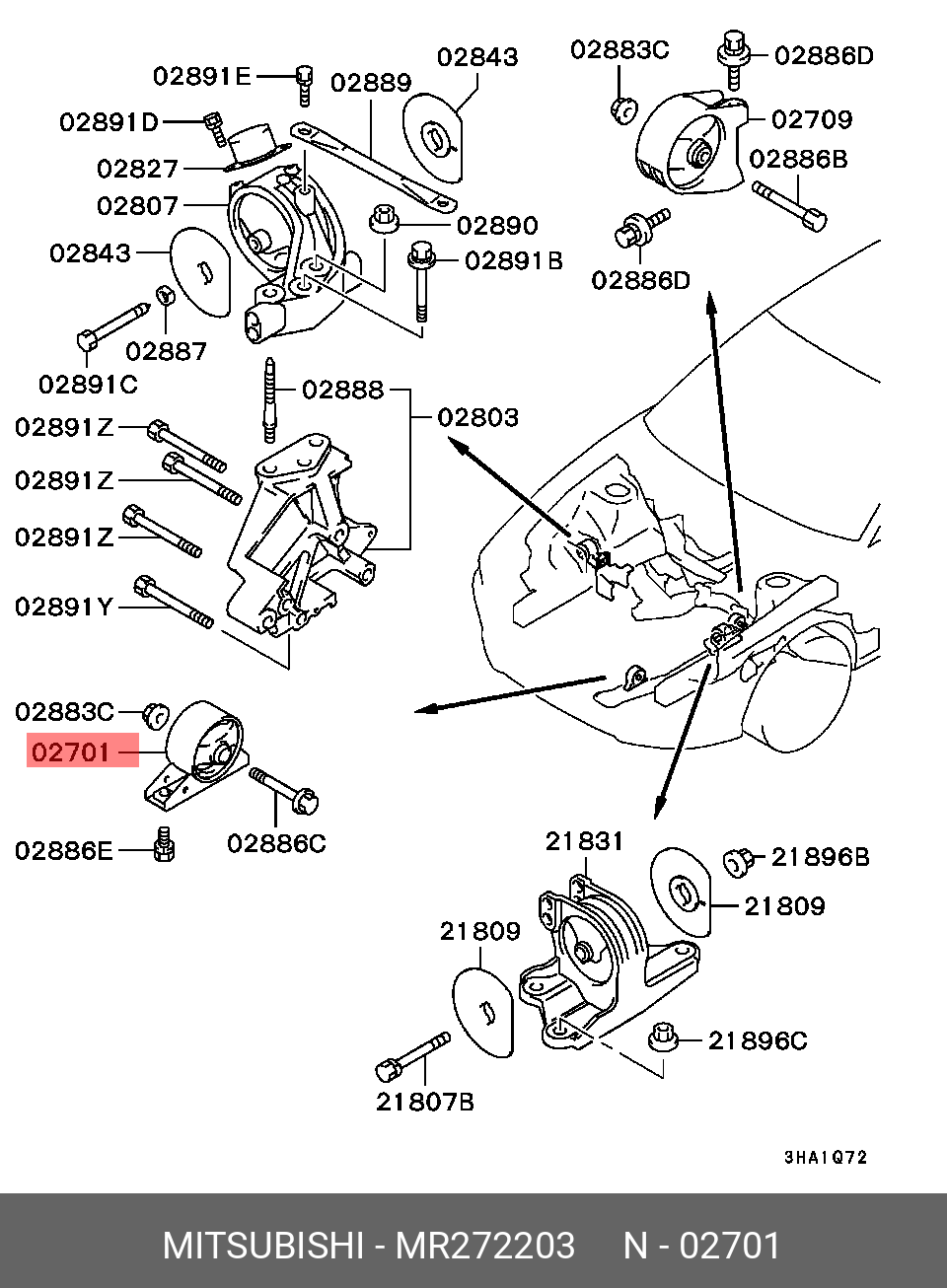 MR272203 MITSUBISHI Подушка двигателя r d53 | Купить запчасть