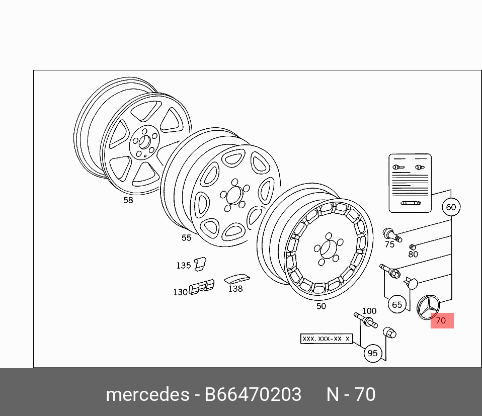 Mercedes W124 W126 R129 W140 Center Hub Cap For Alloy Wheel 70mm Genuine