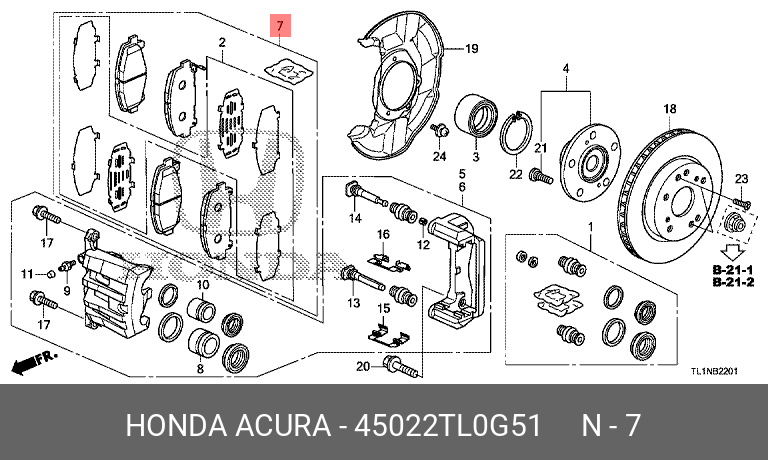 Колодки тормозные, комплект, передние   HONDA арт. 45022TL0G51