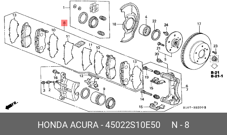 Колодки тормозные, комплект, передние   HONDA арт. 45022S10E50