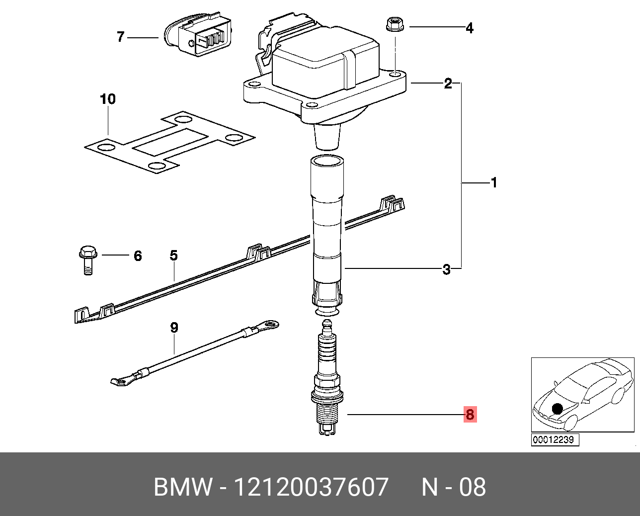 Свеча зажигания   BMW арт. 12120037607