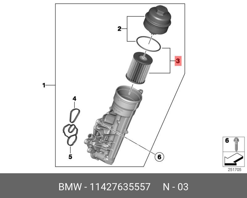 Фильтр масляный   BMW арт. 11427635557