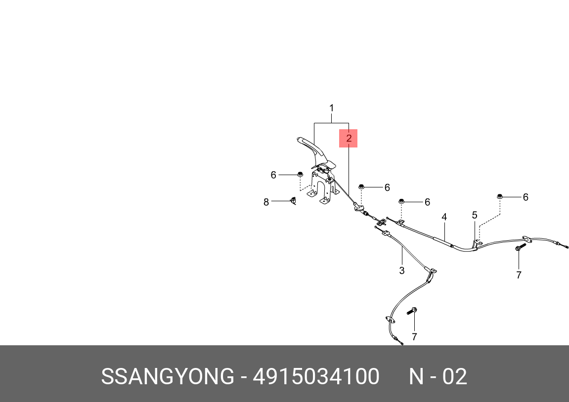 SSANGYONG 4915034100 - трос тормоза стояночного. Ssang Yong 4915034003 трос ручника. Трос ручного тормоза SSANGYONG Actyon New. Трос ручника Центральный Актион Нью.
