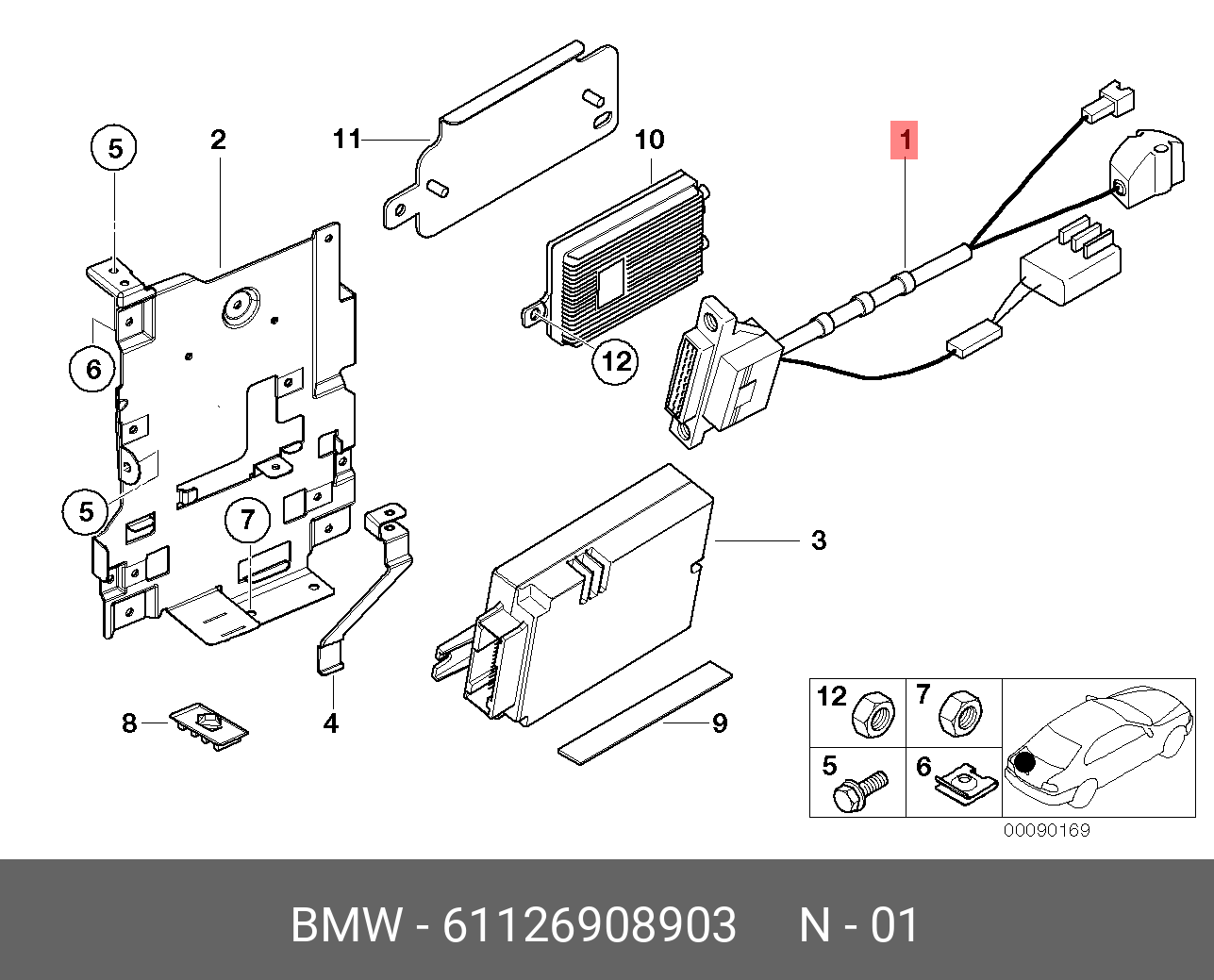 61 12 6 908 903 Кабель автомоб.телефона motorola v3690 х5 BMW купить, цена  в Челябинске