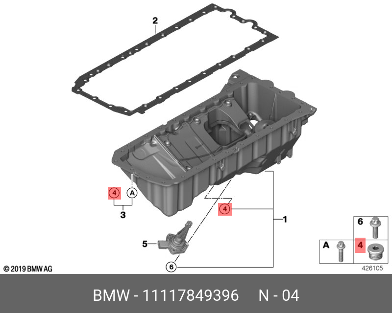 Пробка сливная поддона двигателя с уплотнительным кольцом   BMW арт. 11117849396