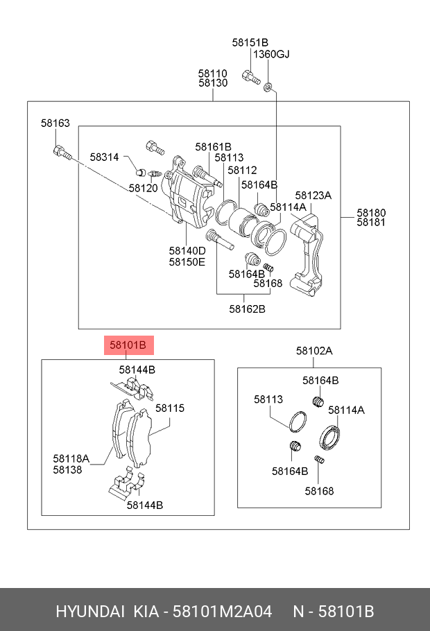 Колодки тормозные, комплект, передние   HYUNDAI/KIA арт. 58101M2A04