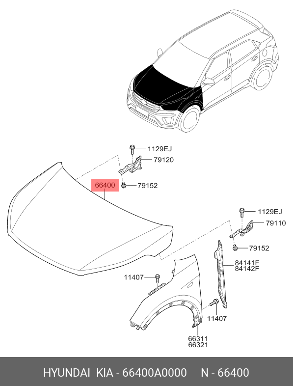 Hyundai CRETA 1520 HOOD 66400A0000 Spare Parts Shop Allparts.ae