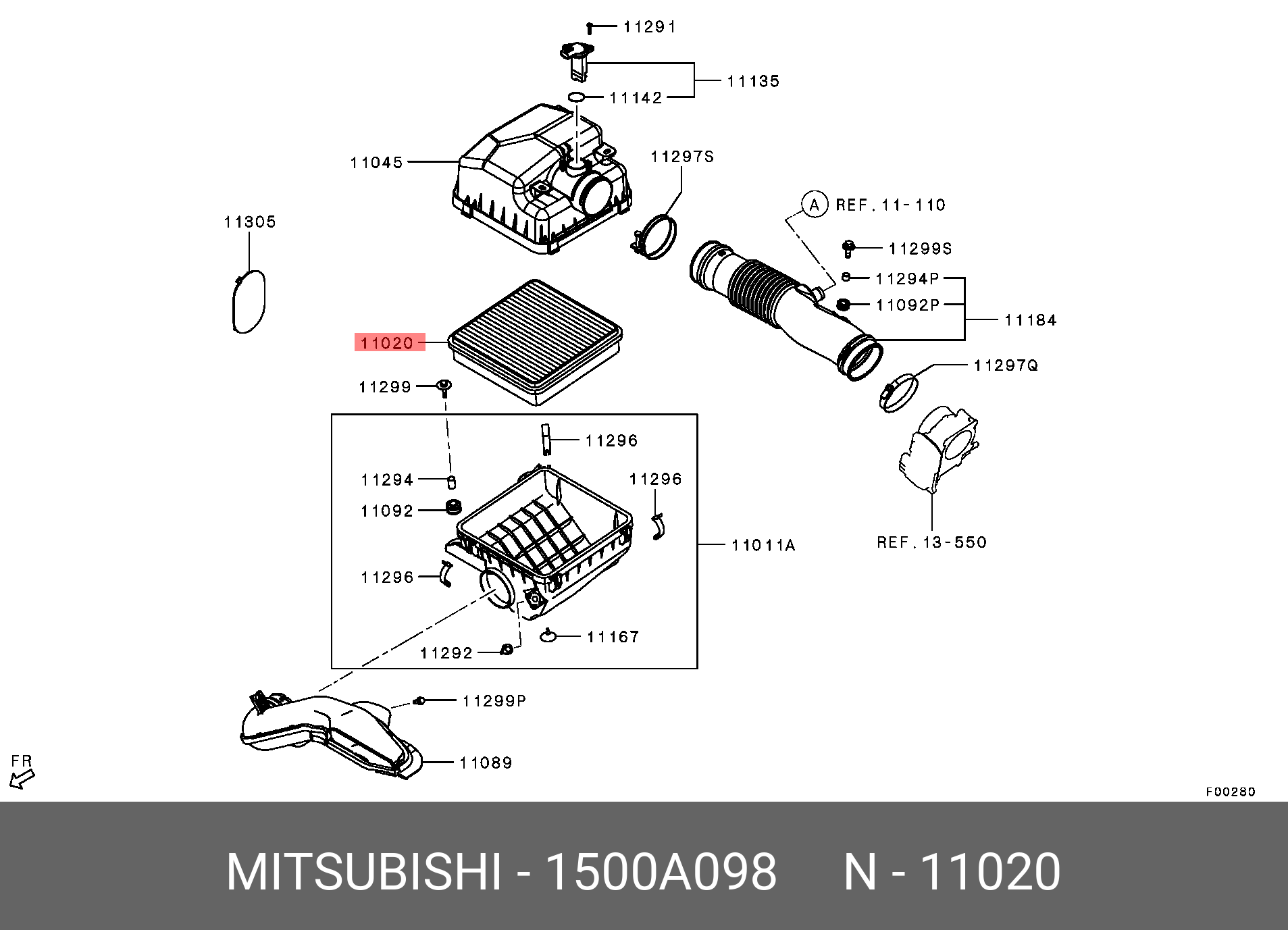 Фильтр воздушный   MITSUBISHI арт. 1500A098