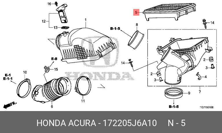 Фильтр воздушный   HONDA арт. 17220-5J6-A10
