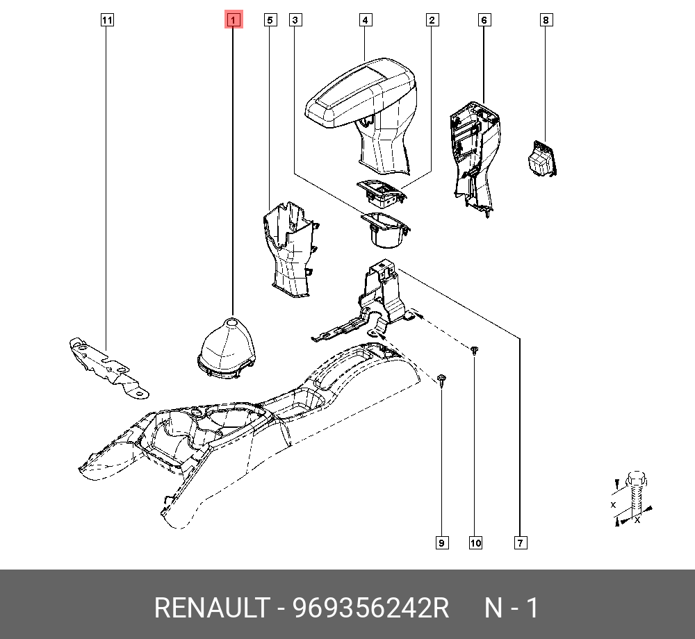 Чехол ручки переключения передач НЕ Овальный (Renault) 969356242R
