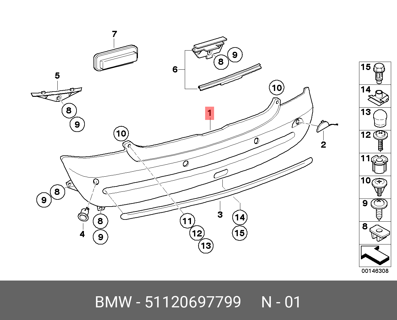 Купить Облицовка бампера Зд загрунтованная BMW 51 12 0 697 799 по низкой  цене в интернет-магазине amry.ru