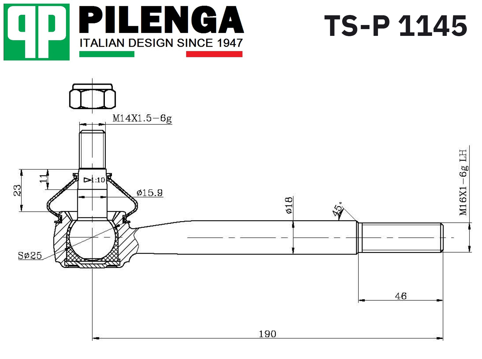 Наконечник рулевой тяги ВАЗ 2123 длинный Pilenga TSP1145