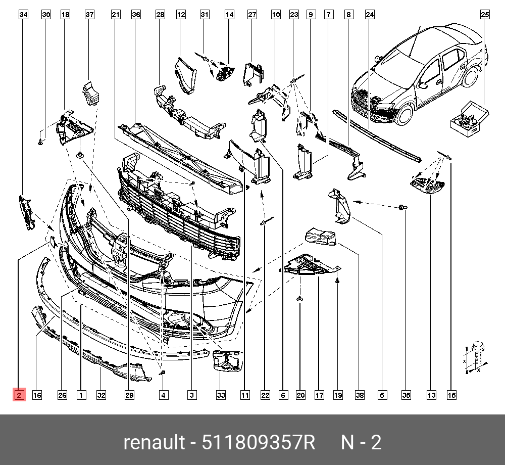 Заглушка крюка буксировочного переднего бампера (Renault) 511809357R