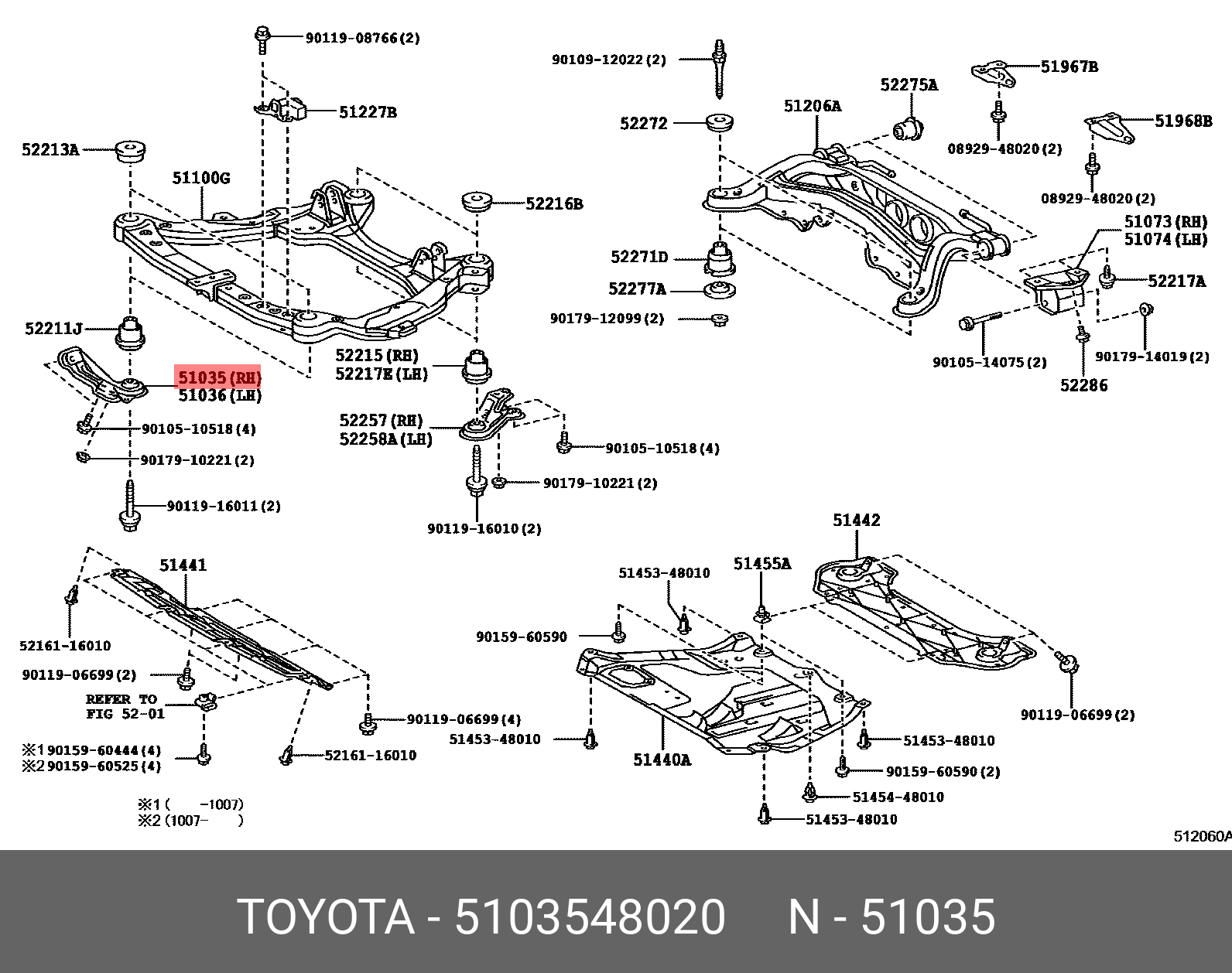 Каталог запчастей тойота хайлендер. Тойота хайлендер подвеска схема. Крепления подрамника хайлендер 2011. Gsu45 Highlander. Toyota 51441-48130.