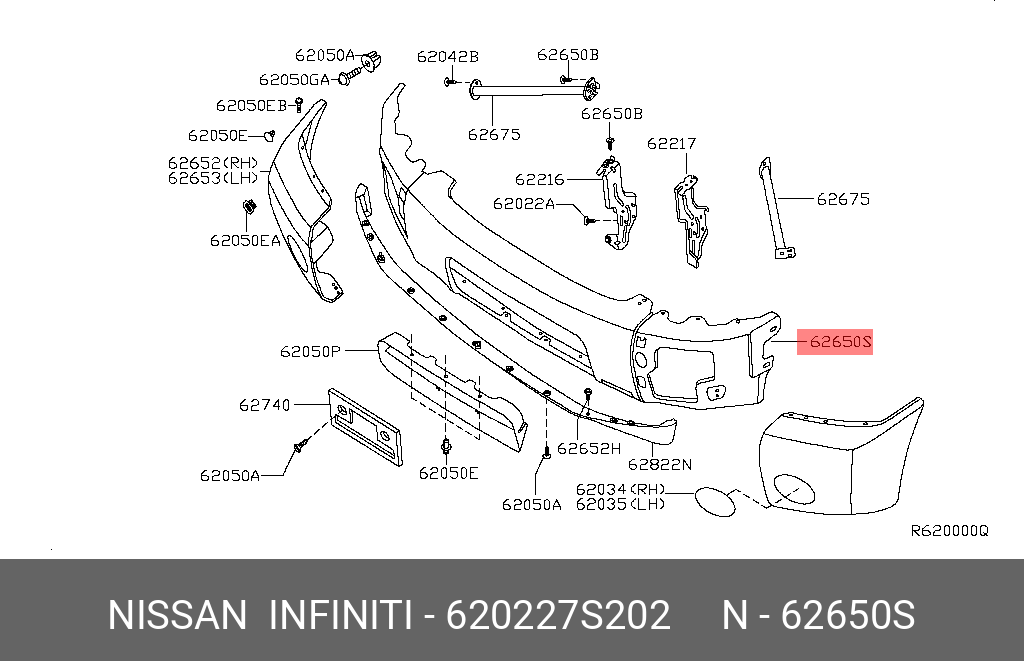 Nissan ARMADA 04 07 BUMPER FRONT STEEL TITAN 62022 7S202