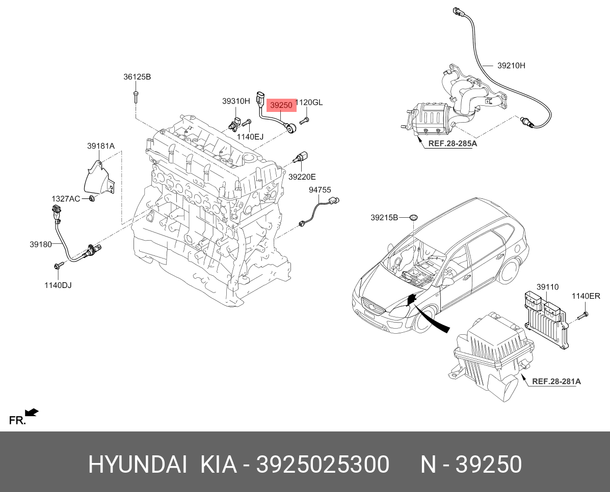  Датчик детонации (Hyundai) 3925025300