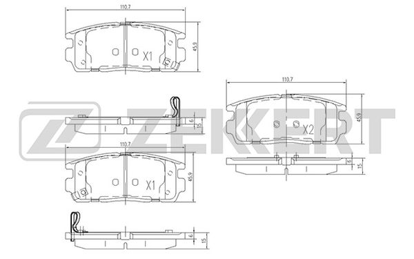 колодки тормозные задние 110.7*45.9 Chevrolet Captiva (C100,C140) 06-, Opel Antara 06-