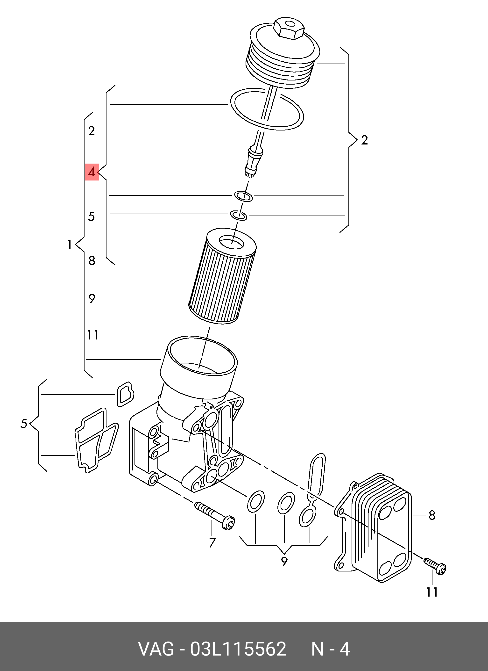 Фильтр масляный двигателя   VAG арт. 03L115562