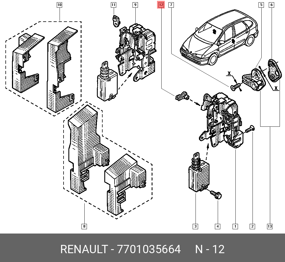 Фиксатор тяги замка двери renault logan asam 30922 аналог 7701035664