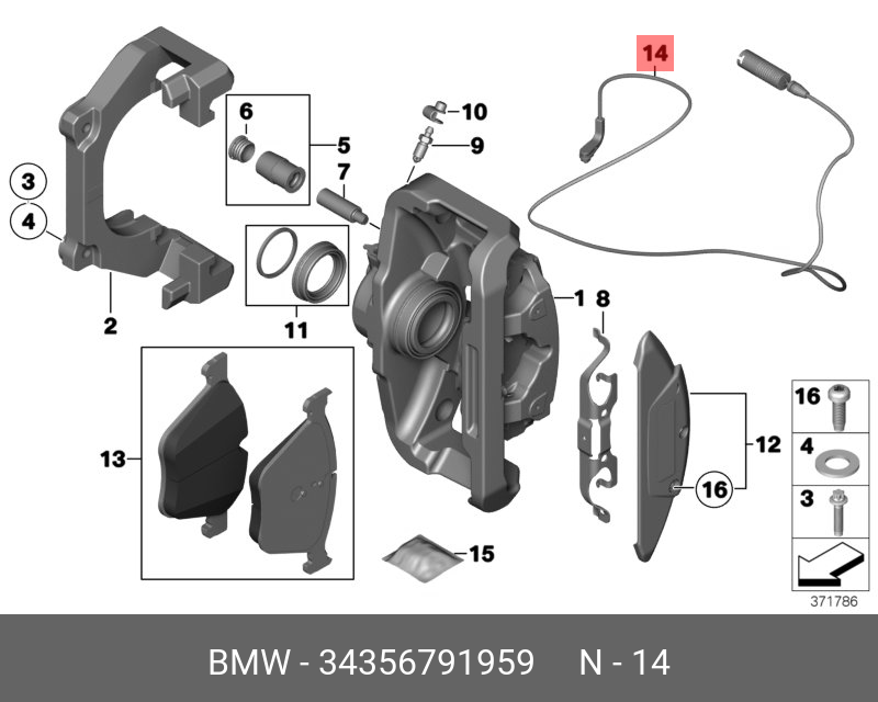Датчик износа тормозных колодок, передний   BMW арт. 34356791959