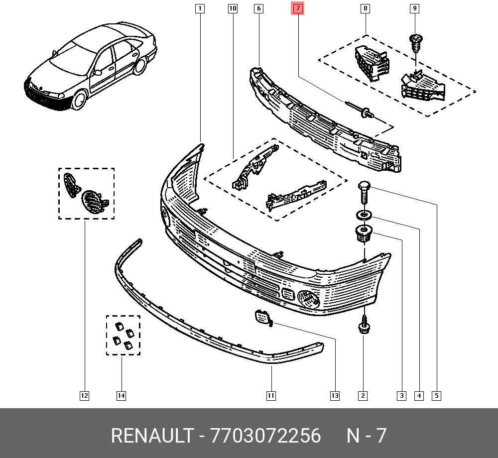 7701205962 RENAULT КРОНШТ.ЗАДН.БАМПЕР - купить, цена в Санкт-Петербурге