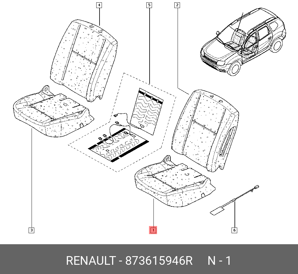 873615946R RENAULT ПОДУШКА СИДЕНЬЯ (ПОРОЛОН) - купить, цена в  Санкт-Петербурге