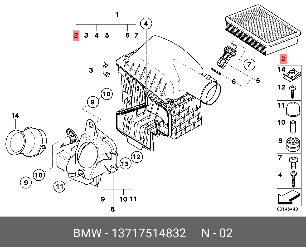 Фильтр воздушный   BMW арт. 13717514832