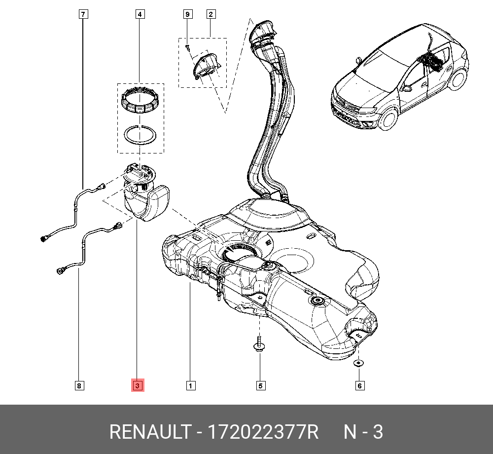 172022377R Бензонасос в сборе рено logan 2, sandero 2 RENAULT купить, цена  в Челябинске