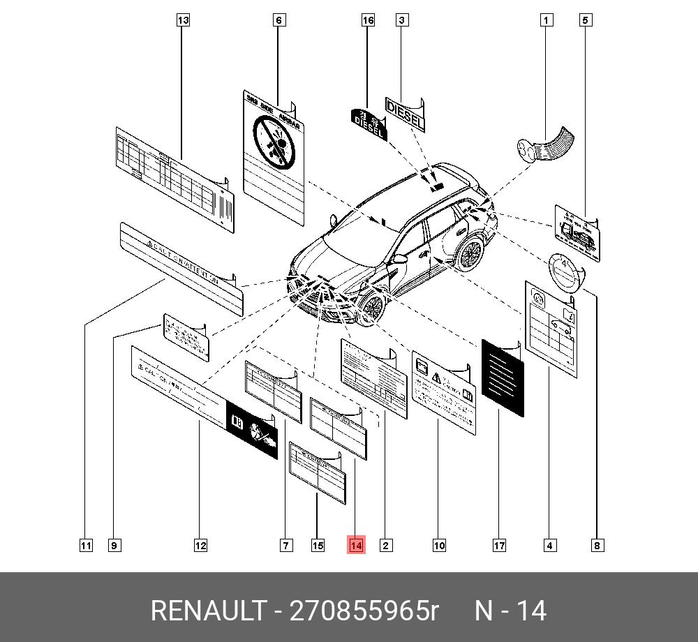 270855965R Наклейка инф. RENAULT купить, цена в Екатеринбурге