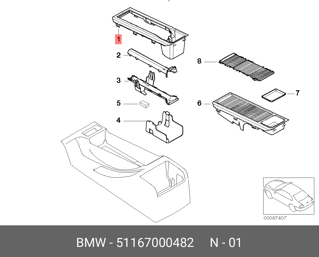 Купить Вставка консоли под телефон BMW 51 16 7 000 482 по низкой цене в  интернет-магазине amry.ru