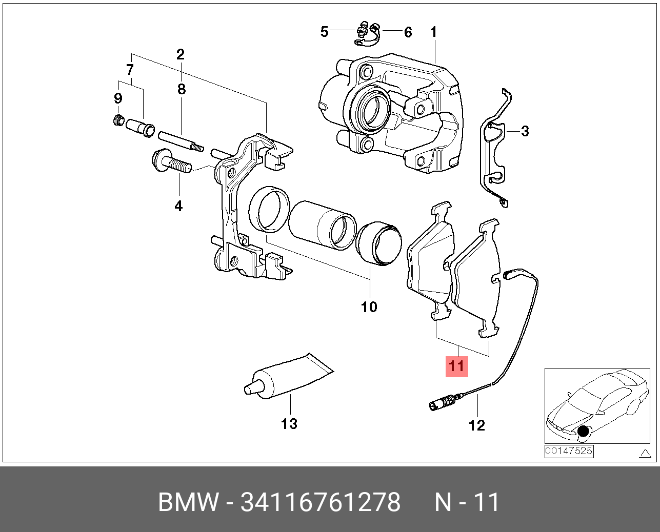 Колодки тормозные, комплект, передние   BMW арт. 34116761278