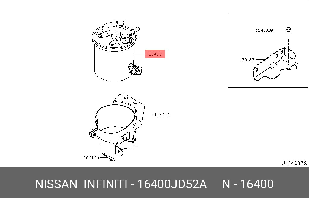 Фильтр топливный   NISSAN арт. 16400JD52A