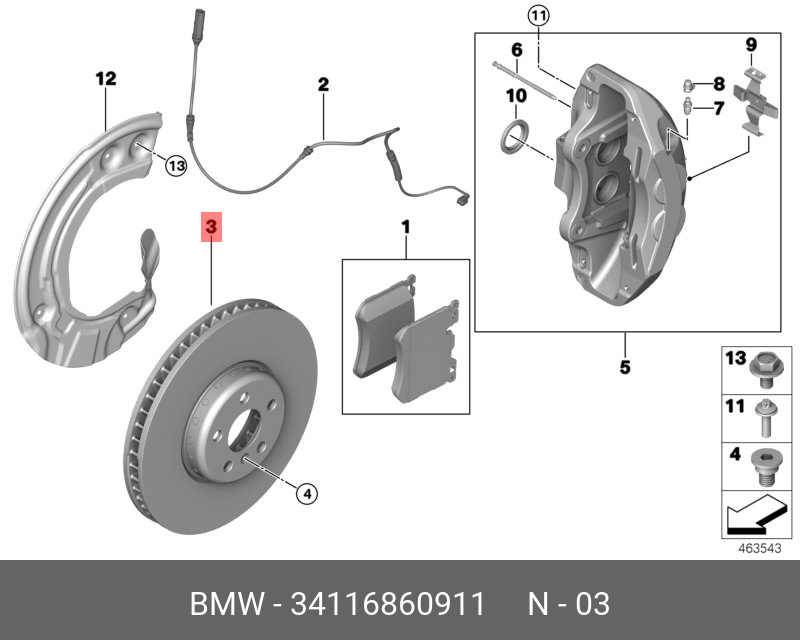 Диск тормозной, передний, левый   BMW арт. 34116860911