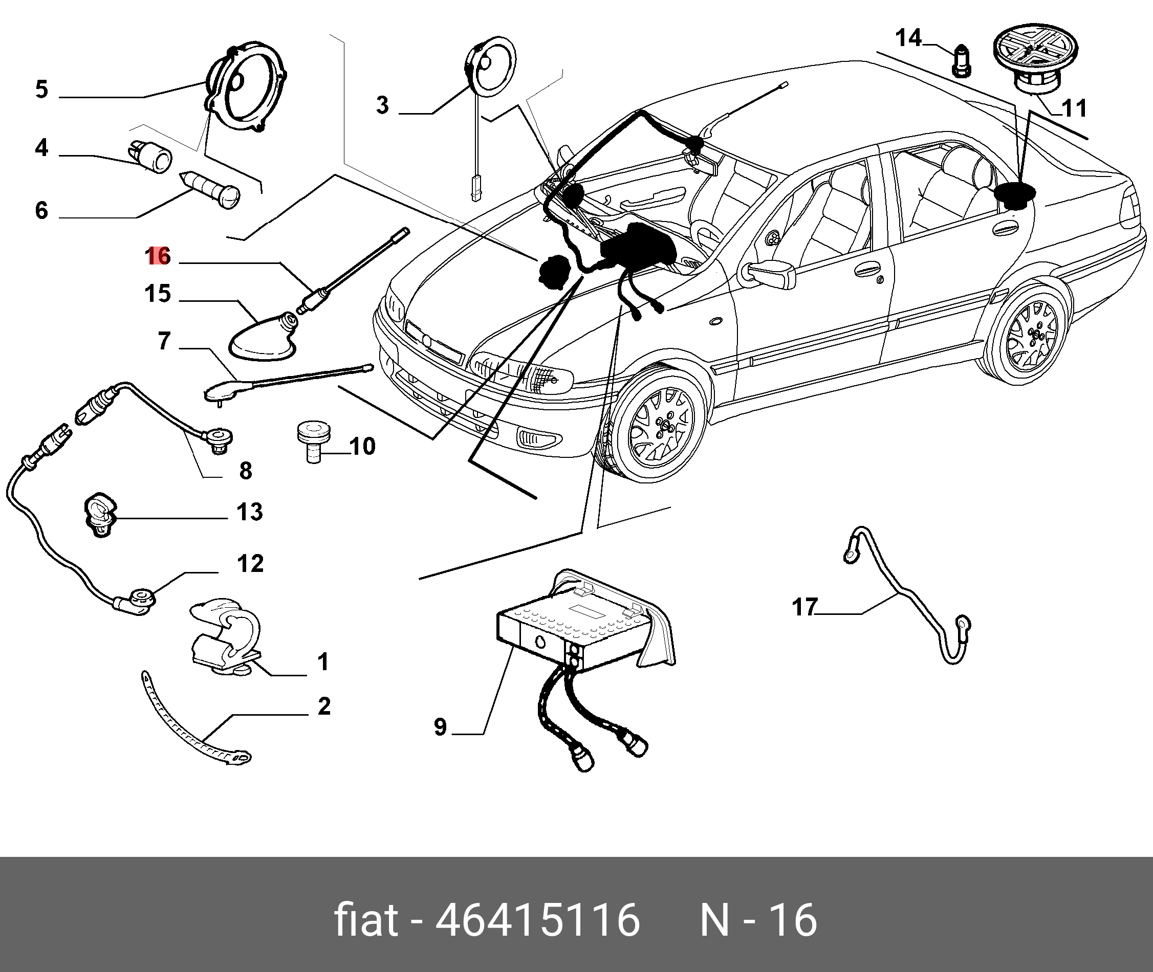 46415116 ALFA FIAT LANCIA Шток антенны