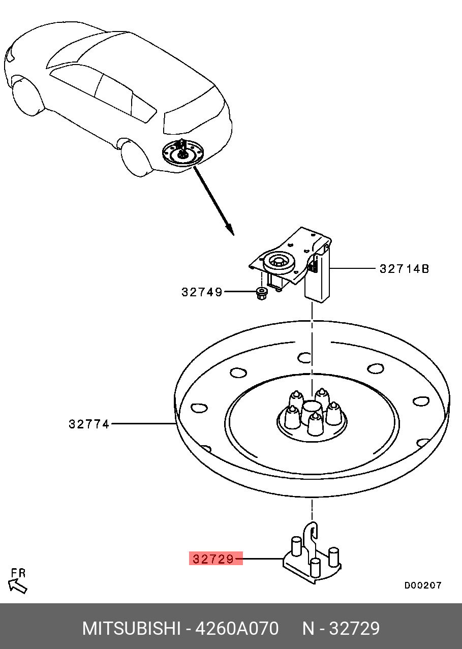 Купить ПОДВЕСКА ДЕРЖАТЕЛЯ ЗАПАСНОГО КОЛЕСА MITSUBISHI 4260A070 по низкой  цене в интернет-магазине amry.ru