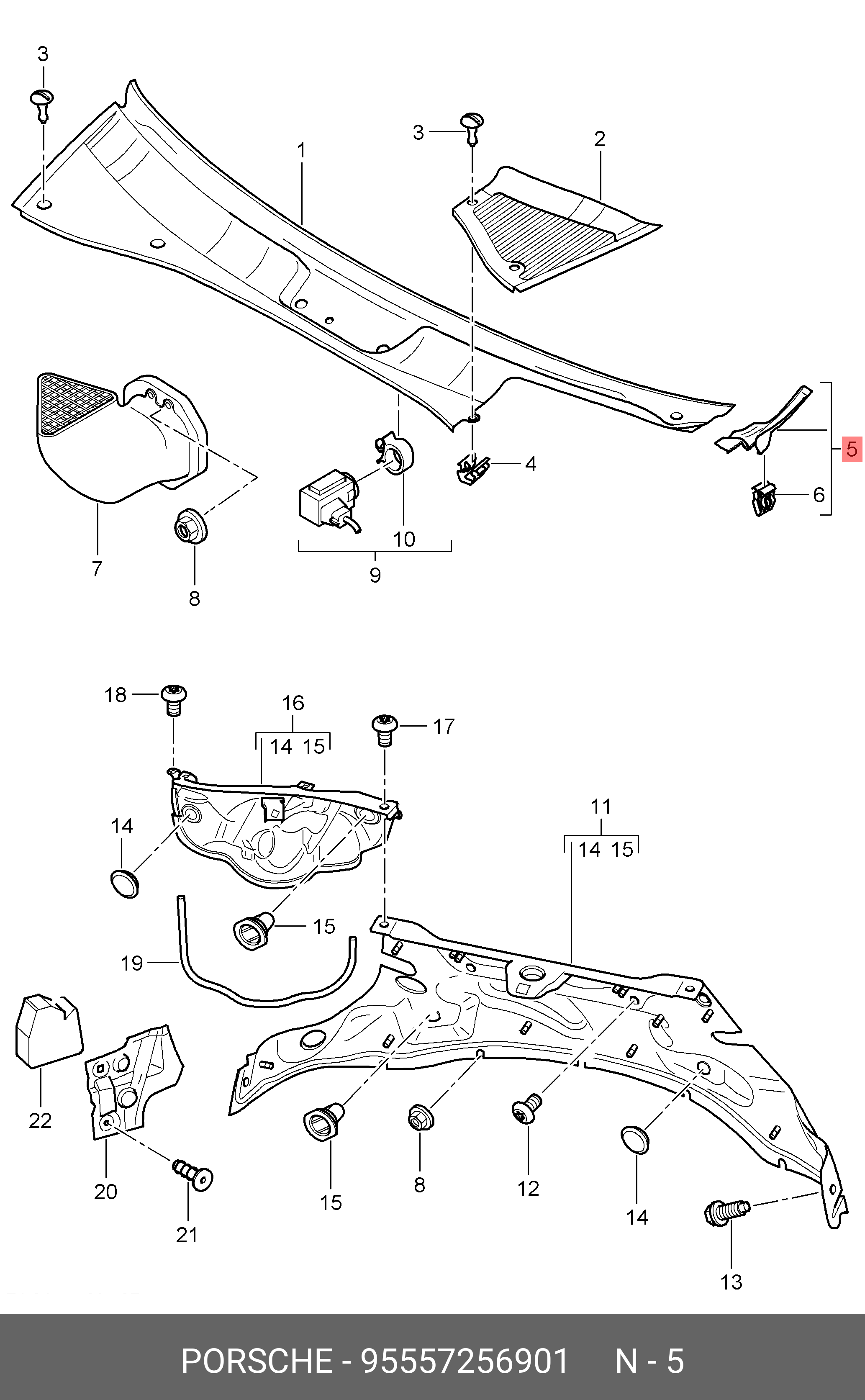 95557256901 Накладка облицовка передней части автомобиля PORSCHE купить,  цена в Челябинске