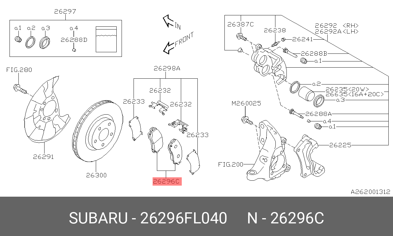 Колодки тормозные, комплект, передние   SUBARU арт. 26296FL040