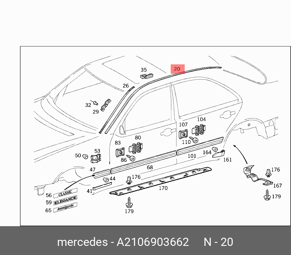 A 210 690 36 62 LEISTE CLAS. A2106903662 MERCEDES BENZ купить, цена в  Челябинске