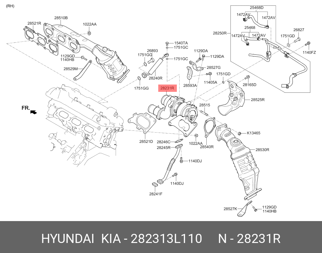 282313L110 ТУРБОКОМПРЕССОР ОДНОСТУПЕНЧАТЫЙ (ИДЕНТИФИКАЦИОННЫЙ НОМЕР  ОТСУТСТВУЕТ) HYUNDAI KIA купить, цена в Екатеринбурге