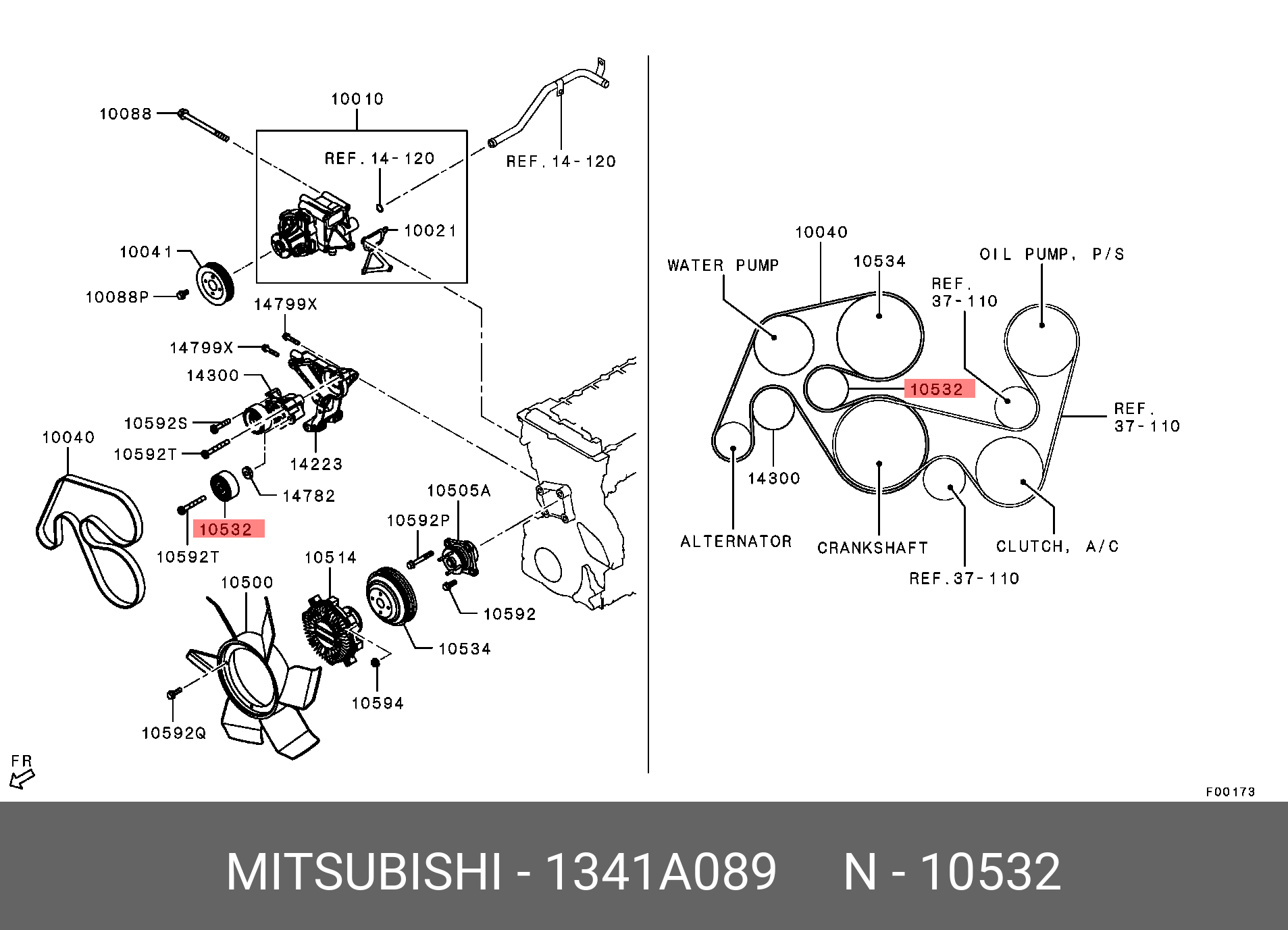 1341A089 Шкив водяного насоса MITSUBISHI купить, цена в Челябинске