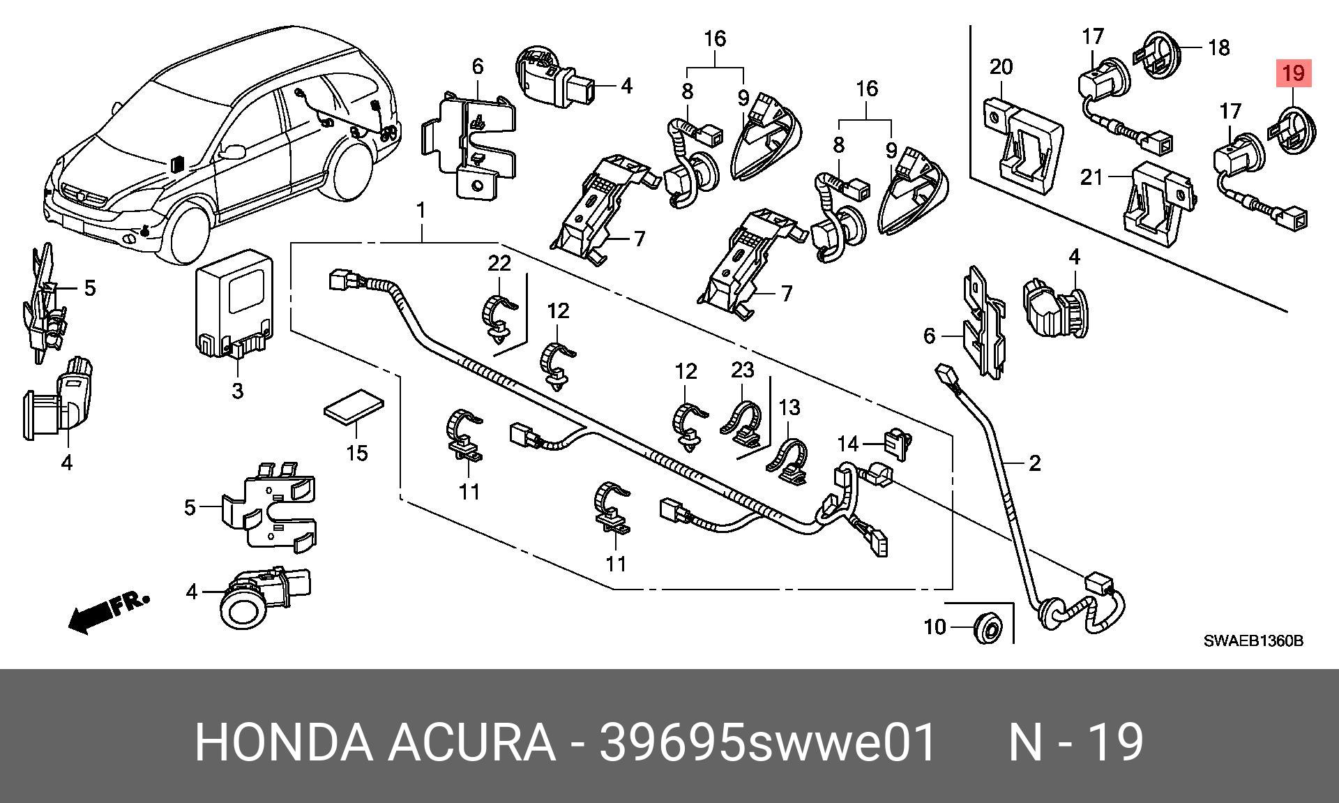 Honda cr запчасти. Датчик парктроника Honda CRV схема. Схема парктроников Honda CR-V 2008. Хонда CR V 5 схема парктроника. Honda CR-V 3 датчики схема.