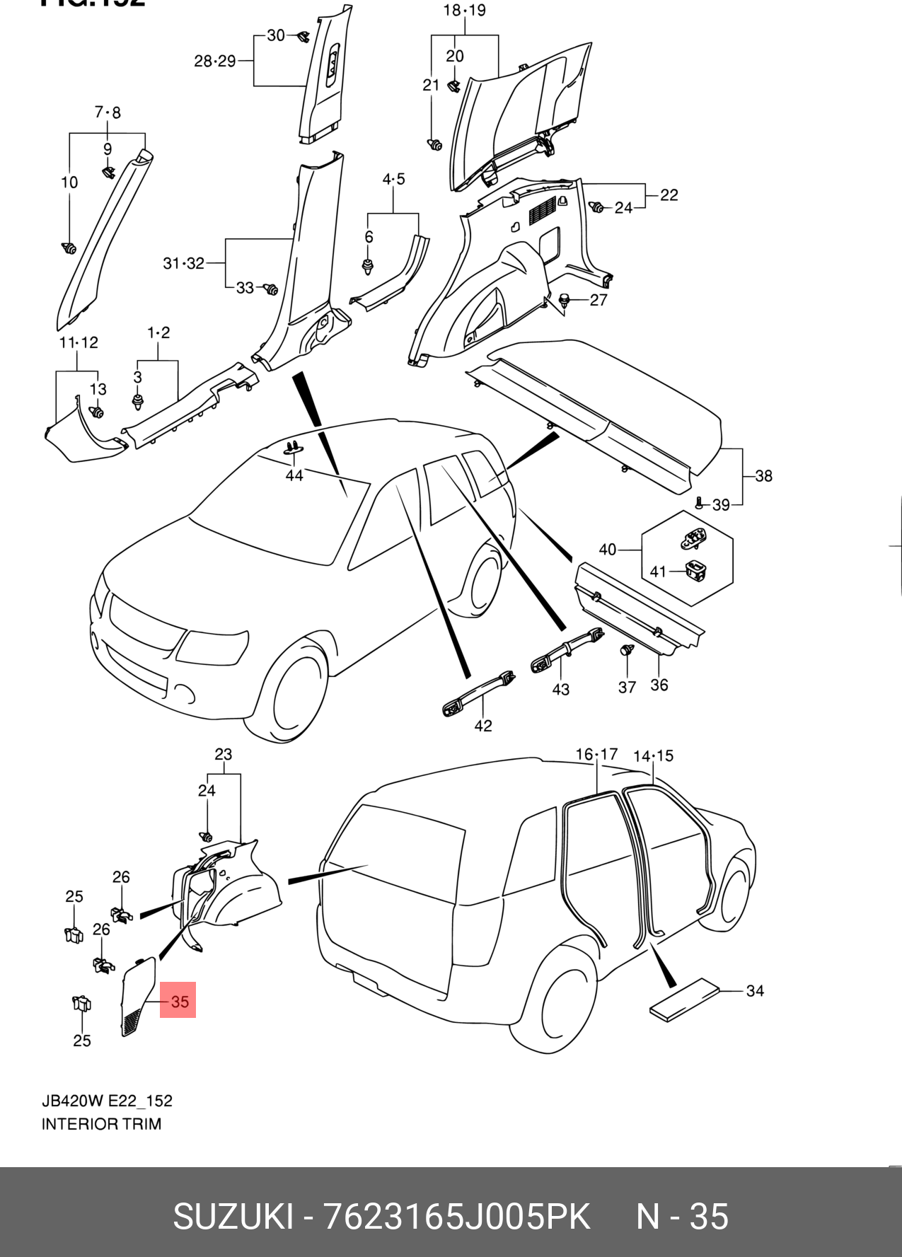 76231-65J00-5PK ЗАГЛУШКА ДОМКРАТА, ПЛАСТИК ! SUZUKI купить, цена в  Екатеринбурге