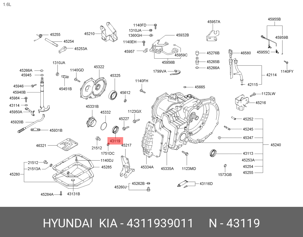 Сальник привода левый (Hyundai, Kia) 4311939011