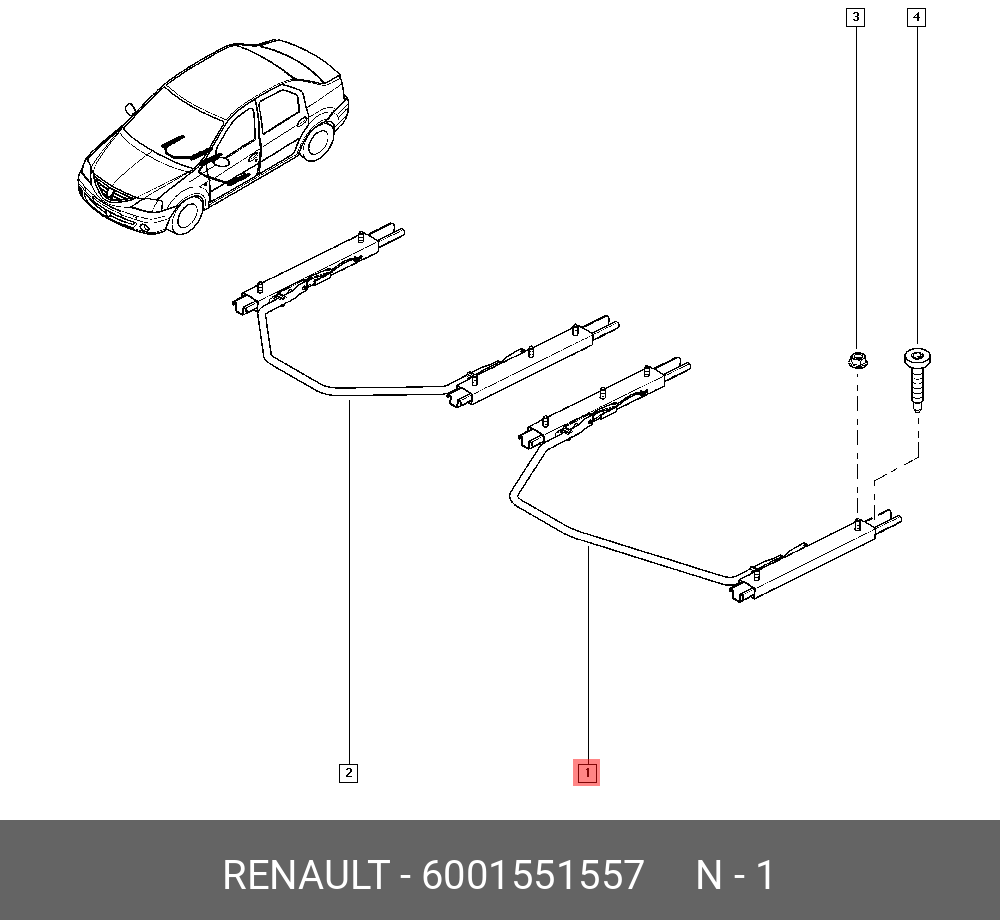 6001551557 RENAULT САЛАЗКИ СИДЕНЬЯ ПЕР ЛЕВ (МЕТ) - купить, цена в  Санкт-Петербурге