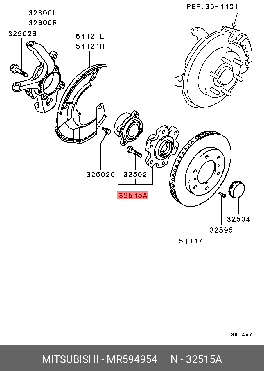 MR594954 MITSUBISHI Подшипник ступицы колеса со ступицей (комплект) -  купить в Калининграде | Япония-Авто